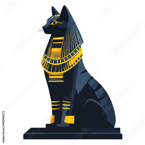 Bastet goddess color flat illustration for web and mobile design