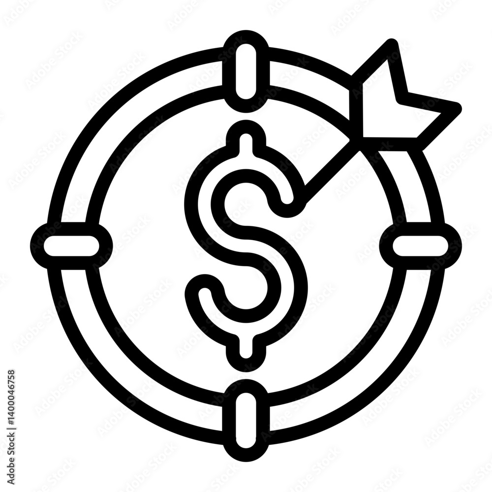 Financial Goals Vector Line Icon Design Financial Goals Vector Line Icon Design