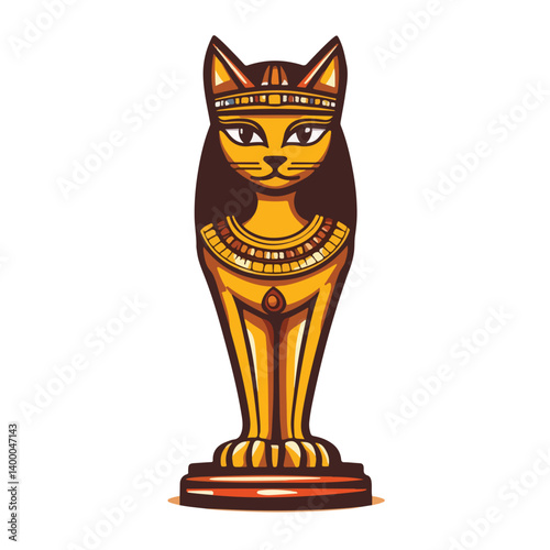 Bastet goddess color flat illustration for web and mobile design