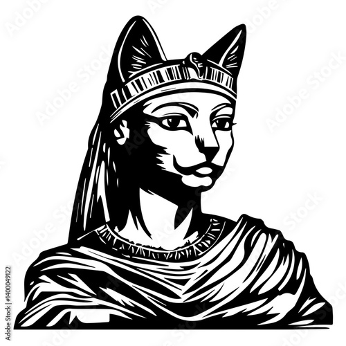 Bastet goddess color flat illustration for web and mobile design