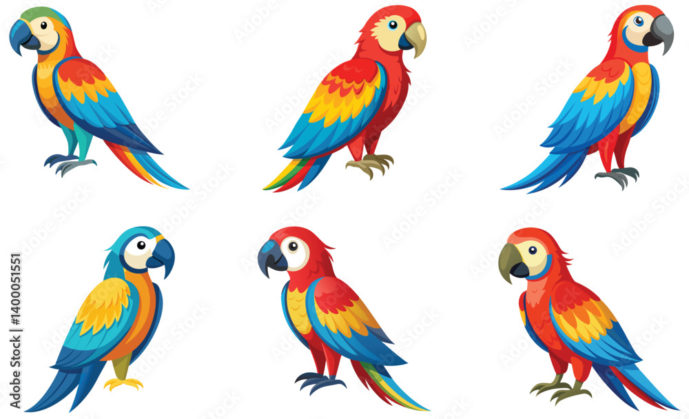Obraz premium set of colorful macaw isolated on white background