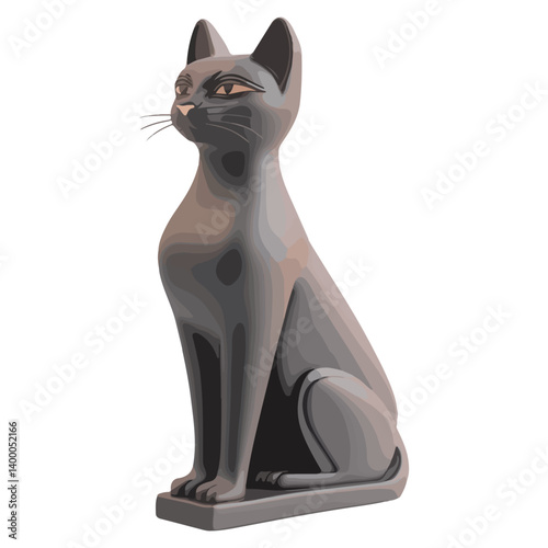 Bastet goddess color flat illustration for web and mobile design
