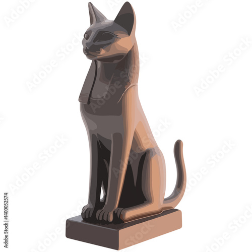 Bastet goddess color flat illustration for web and mobile design
