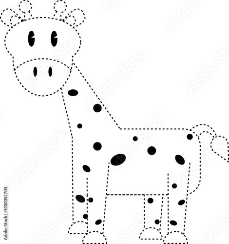 giraffe animal tracing line illustration
