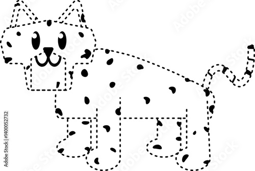 leopard animal tracing line illustration