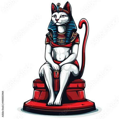Bastet goddess color flat illustration for web and mobile design
