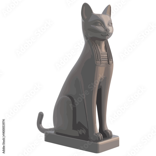 Bastet goddess color flat illustration for web and mobile design
