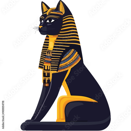 Bastet goddess color flat illustration for web and mobile design