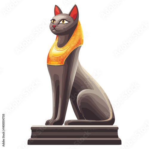 Bastet goddess color flat illustration for web and mobile design