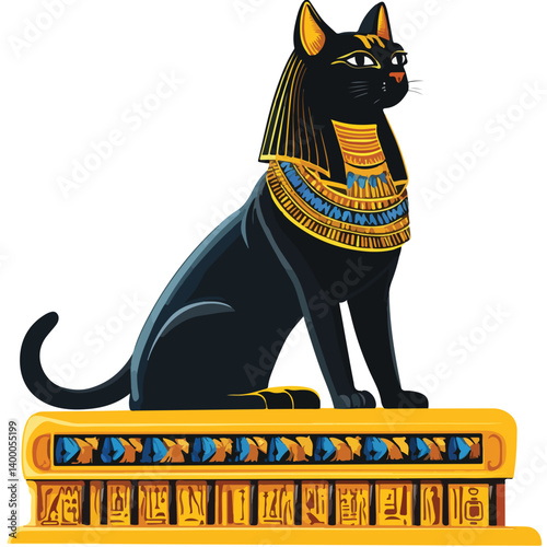 Bastet goddess color flat illustration for web and mobile design