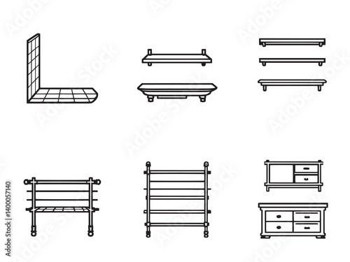 Bathroom Shelf Clean Line Art Set