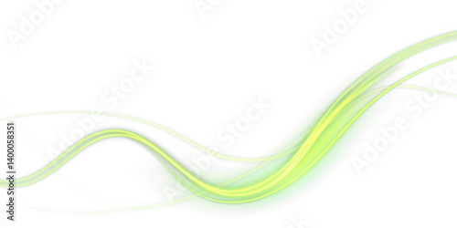 Green glowing shiny wind lines on vector background. Glowing green speed lines.PNG