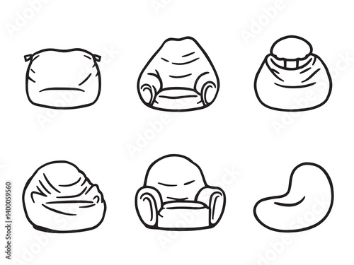 Bean Bag Chair Set in Line Style