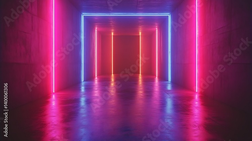 Wallpaper Mural Neon Lights Illuminate Abstract Corridor Walls Torontodigital.ca
