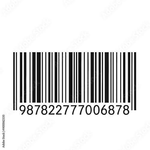 A white barcode with numbers is displayed on a black background.