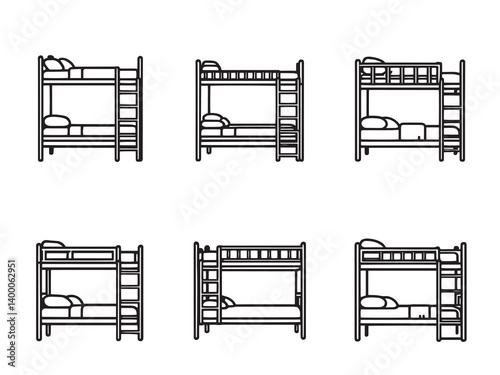 Bunk Bed Minimalist Line Drawing
