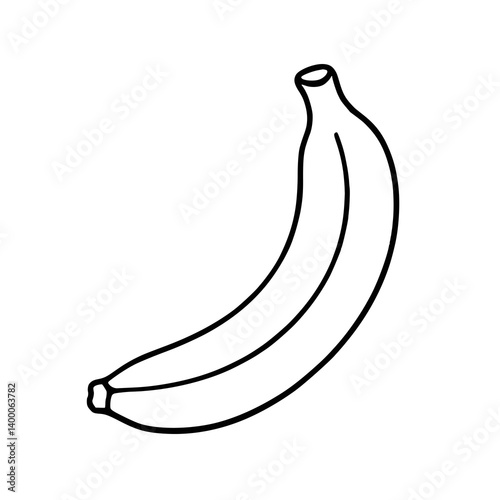 Banana outline for coloring book, children's coloring without background, png format