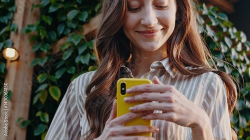 The Woman with Smartphone Smiling
