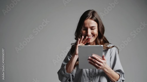 The Happy Woman with Tablet