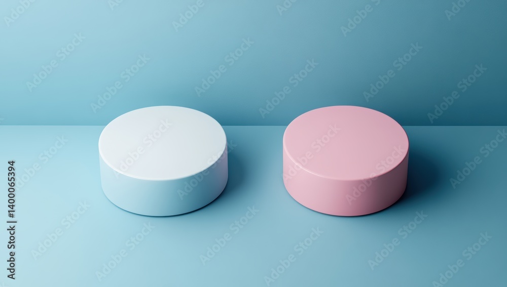 Two simple, pastel-colored cylinders Two simple, pastel-colored cylinders