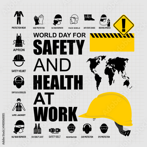 World day for safety and health  at work, poster vector