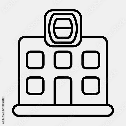 Icon election commission building. Indonesian general election elements. Icons in line style. Good for prints, posters, infographics, etc.