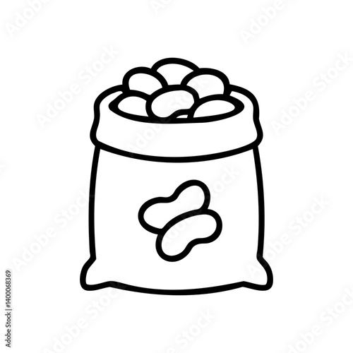 Line icon of bean sack filled with legumes