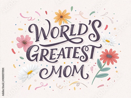 Celebrate Mother's Day with a heartfelt hand lettered tribute to the world's greatest mom adorned with flowers and whimsical elements
