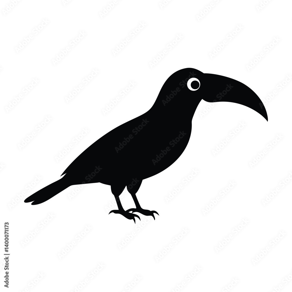 Fototapeta premium Black Silhouette Toucan with White Eye