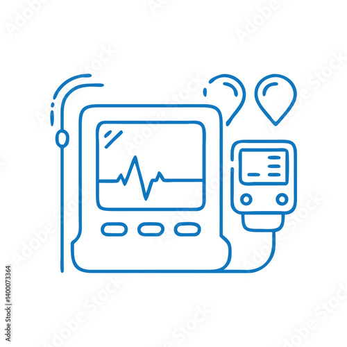 Defibrillator medical device with screen and monitoring features  