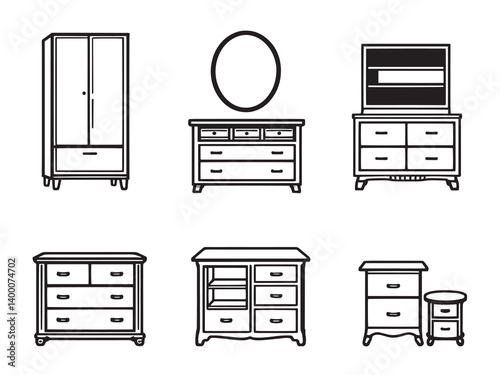 Minimalist Dresser Line Art Bundle