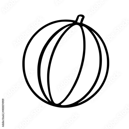 Melon outline for coloring book, children's coloring without background, png format