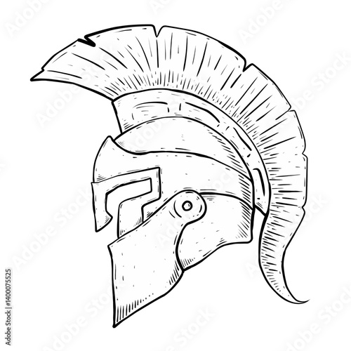 vector illustration of an ancient trojan greek helmet