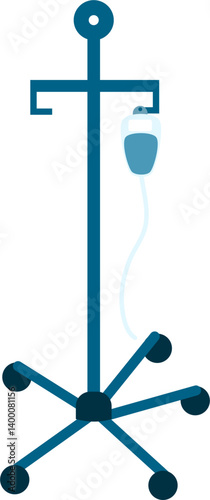 Medical IV Stand with Multi-Point Base, Teal Blue
