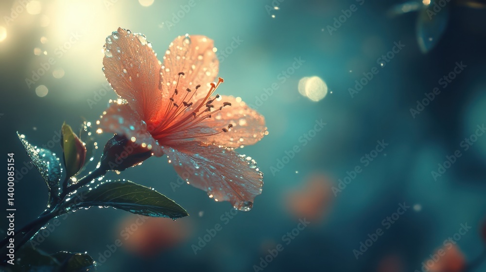 Fototapeta premium Magnificent close-up of a flower glimmering with water droplets highlighting the splendor of nature's artwork