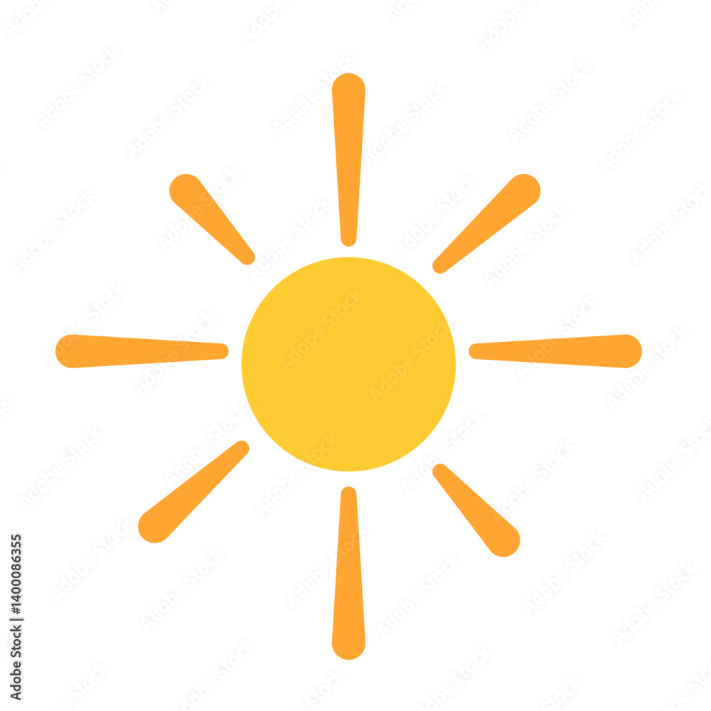 Simple Yellow Sun Icon: Bright, Childlike Illustration Simple Yellow Sun Icon: Bright, Childlike Illustration