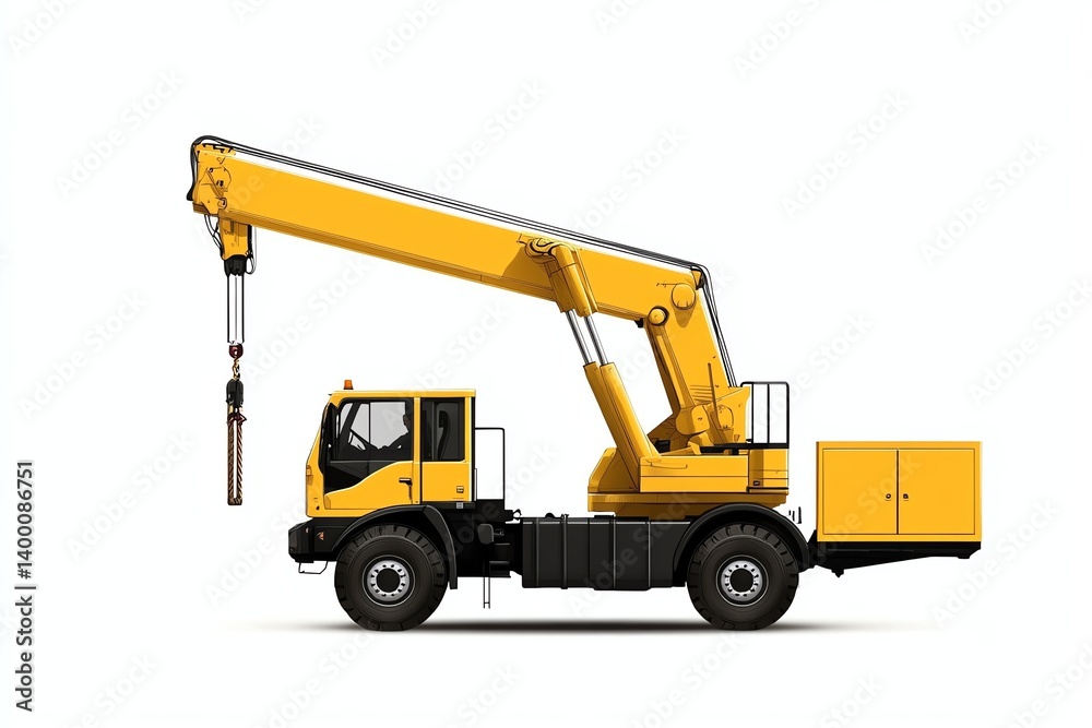 a mobile crane arm folding clipart, compact storage view, line art, isolated on white background a mobile crane arm folding clipart, compact storage view, line art, isolated on white background