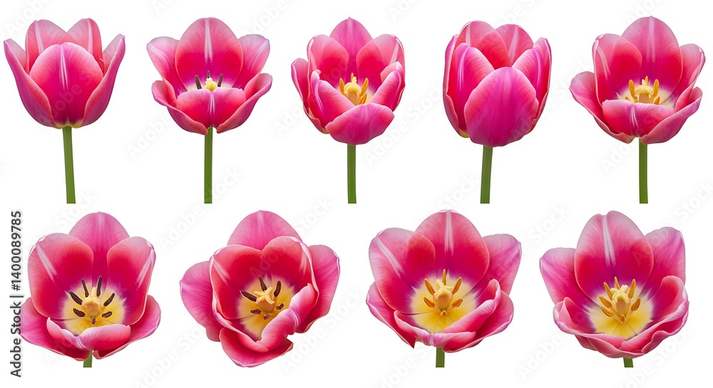Obraz premium Pink Tulip Blooms: A Collection of High-Resolution Images AI Generated