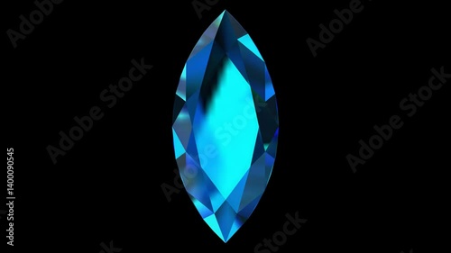 Spinning blue MARQUISE Cut Diamond with Sparkles 3D Rendering