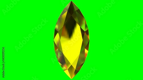 Spinning yellow MARQUISE Cut Diamond with Sparkles 3D Rendering