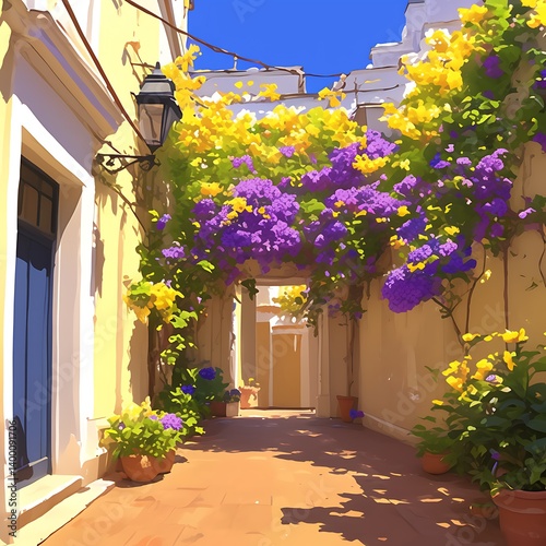 Sunny Alleyway Flowers