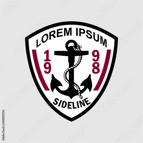 Stylish anchor emblem featuring a bold nautical theme with vintage lettering and maritime symbolism. Perfect for coastal brands, sideline apparel, sports teams, or ocean-inspired merchandise.