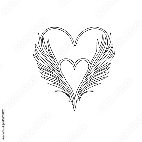 Symbolic Heart Graphic with Winged Design