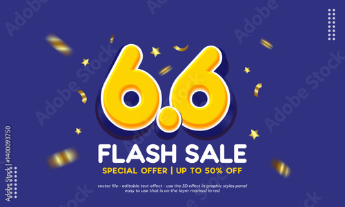 6.6 Sale banner template design on shopping day. Special offer discount banner on shopping day