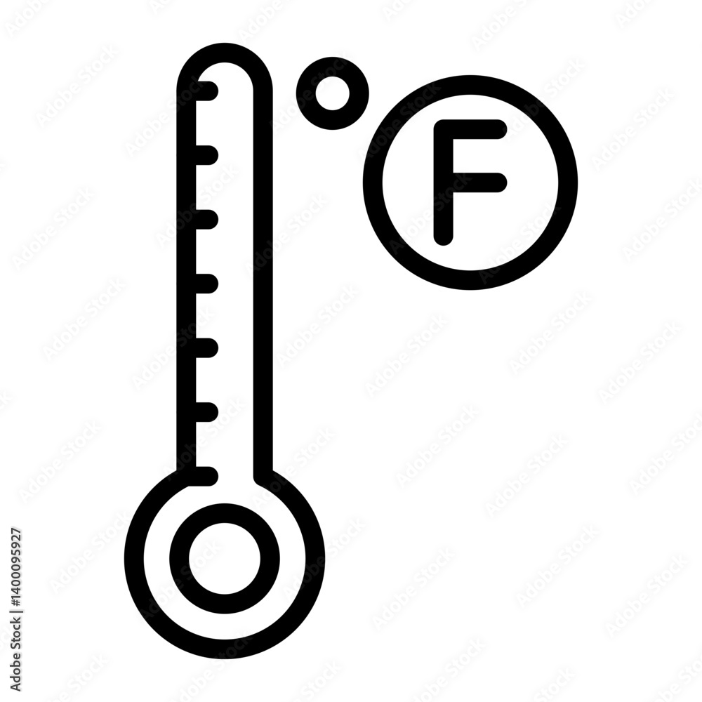 Fahrenheit Degrees Vector Line Icon Design Fahrenheit Degrees Vector Line Icon Design