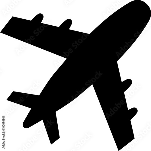 Airplane icon for travel and flights. Silhouette icon.