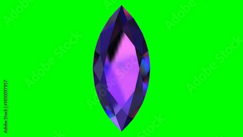 Spinning purple MARQUISE Cut Diamond with Sparkles 3D Rendering