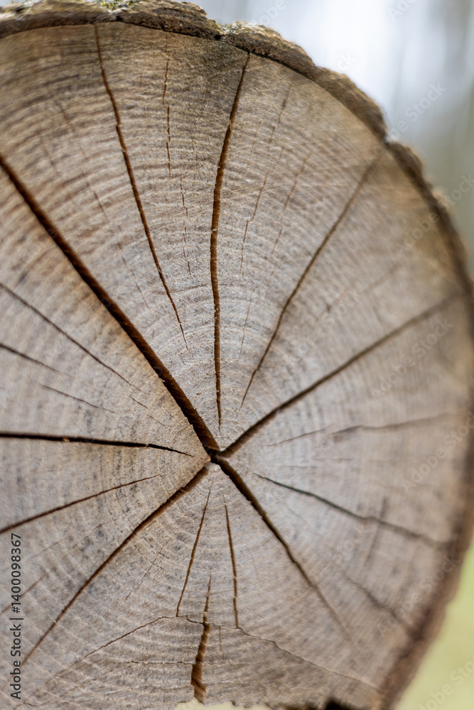 Fototapeta premium Tree trunk cut down in the forest