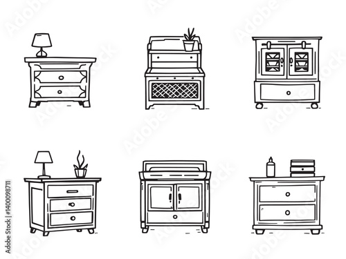 Contemporary Nightstand Black Line Art