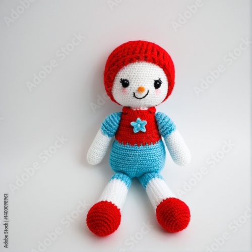 Handcrafted Happiness: A Whimsical Crocheted Doll with Bright Colors and an Adorable Design Sure to Bring Joy.